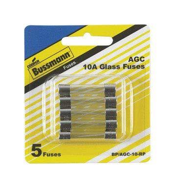 Cooper Bussmann AGC Fuses - Glass, 10A, 5 Fuses