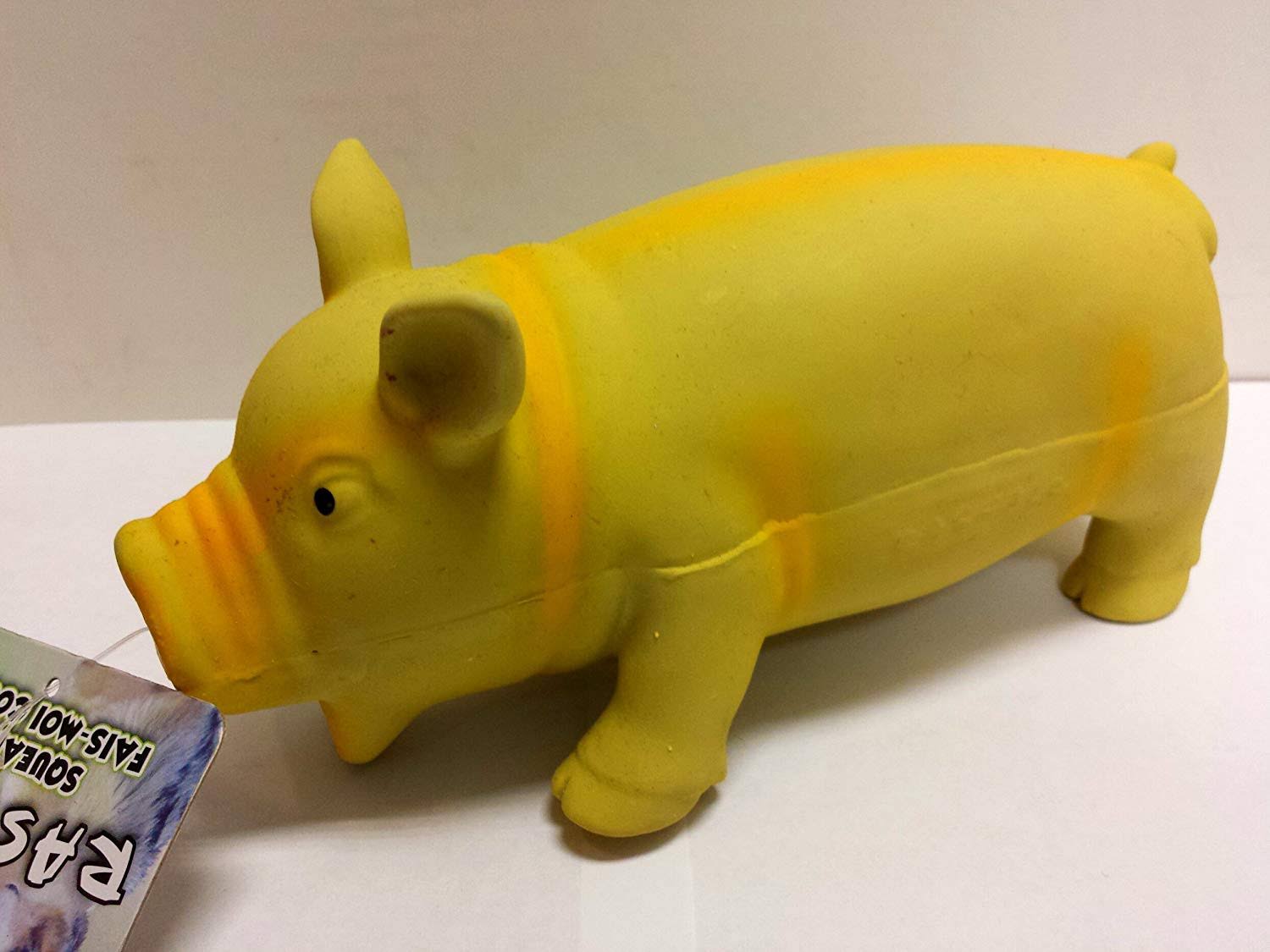 Coastal Pet Products Rascals Latex Grunting Pig Dog Toy - 7.5", Yellow