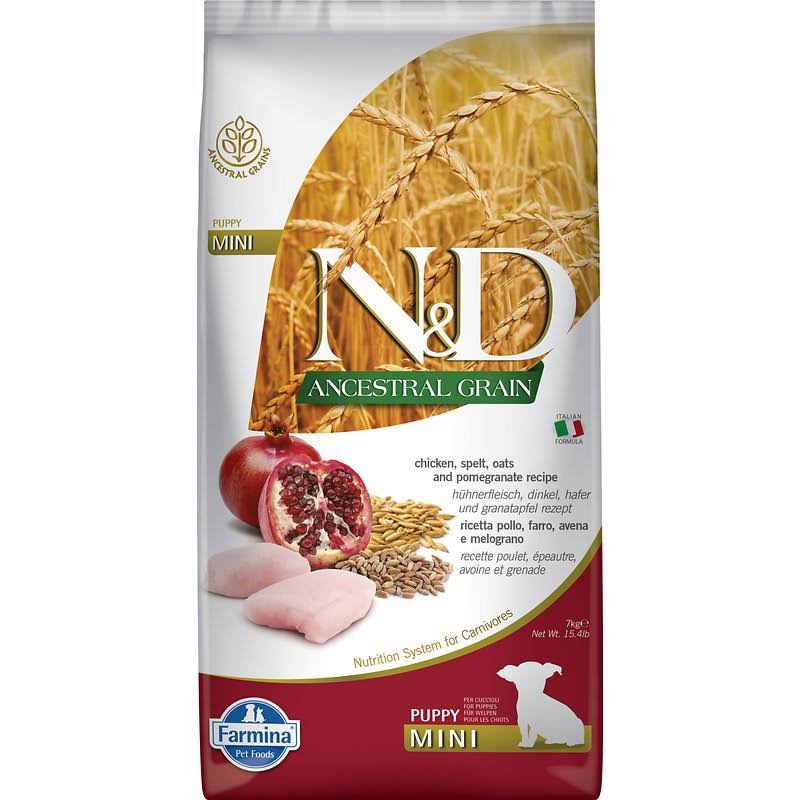 Farmina N&D Ancestral Grain Chicken & Pomegranate Mini Puppy Dry Dog Food, 15.4-lb