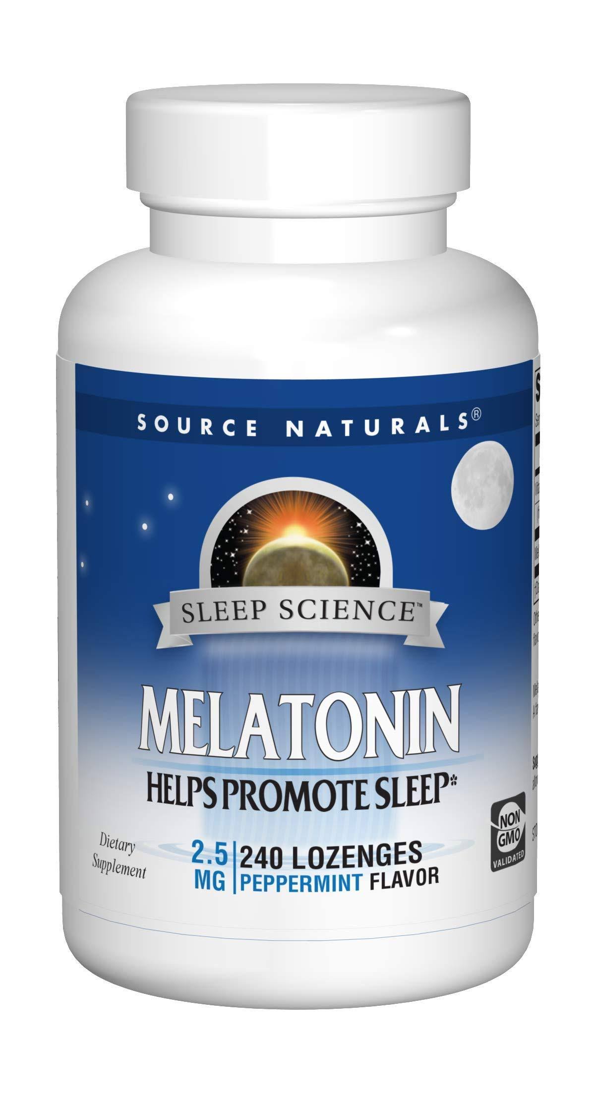 Source Naturals Melatonin 2.5mg Dietary Supplement - Peppermint Flavour, 240 Tablets
