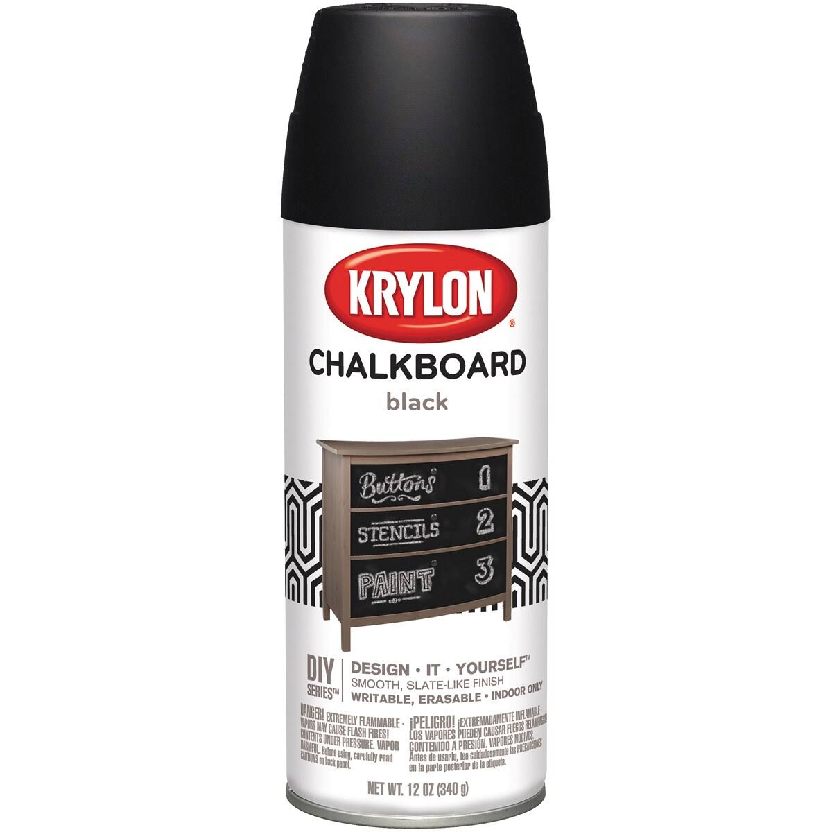 Krylon 0807 Chalkboard Spray Paint - Black 12oz