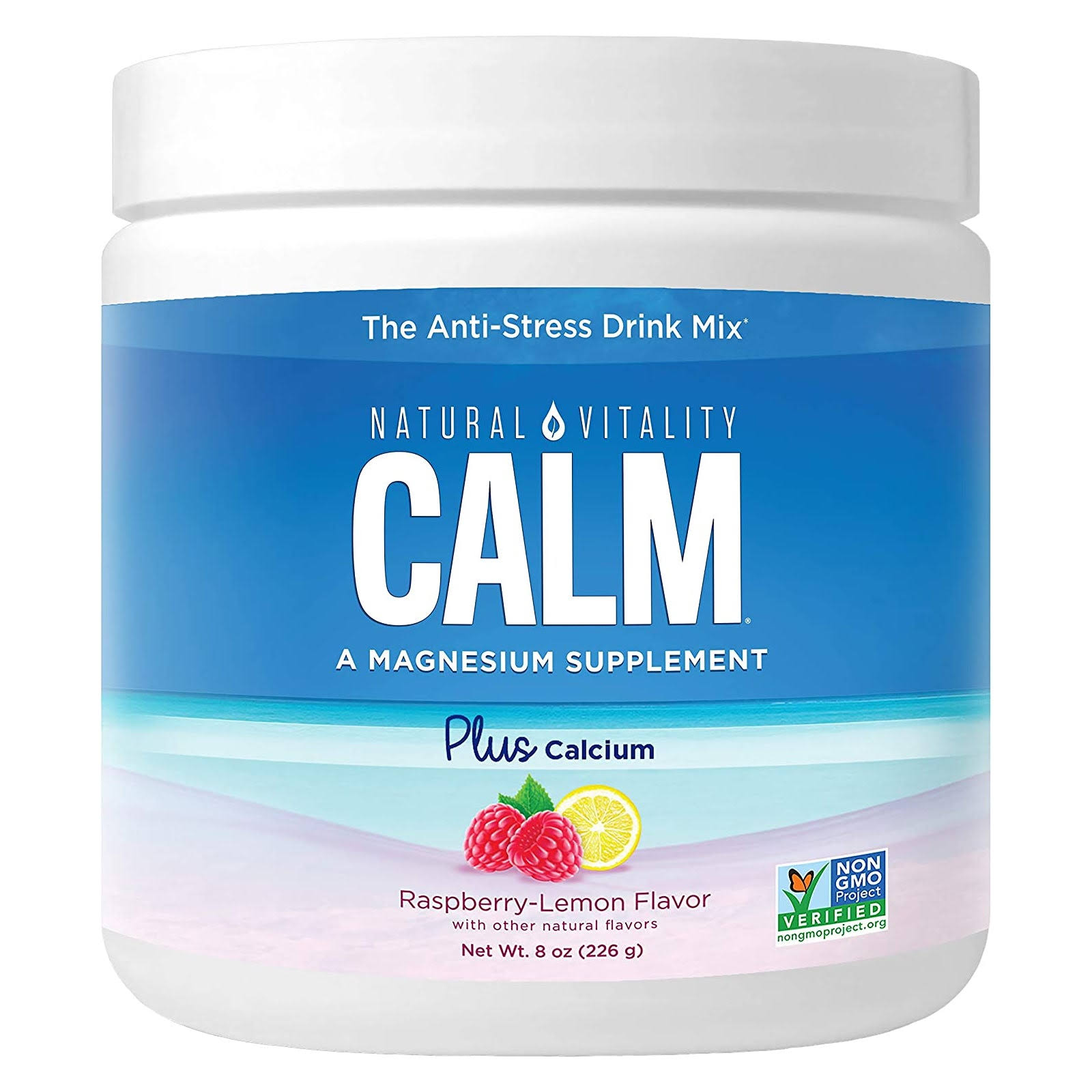 Natural Vitality Calm Magnesium Plus Calcium Raspberry Lemon 8 oz