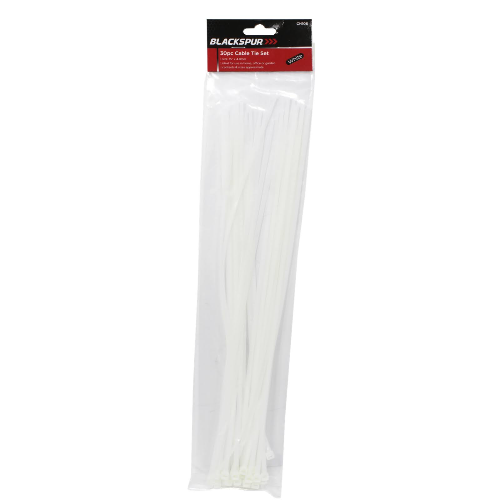 Blackspur 30pc White Cable Tie Set