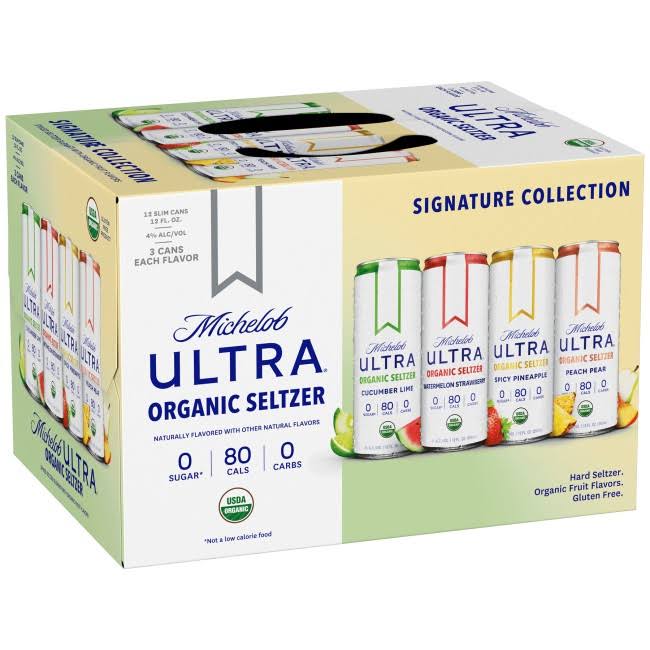 Michelob Ultra Hard Seltzer, Organic, Essential Colleciton - 12 pack, 12 fl oz slim cans