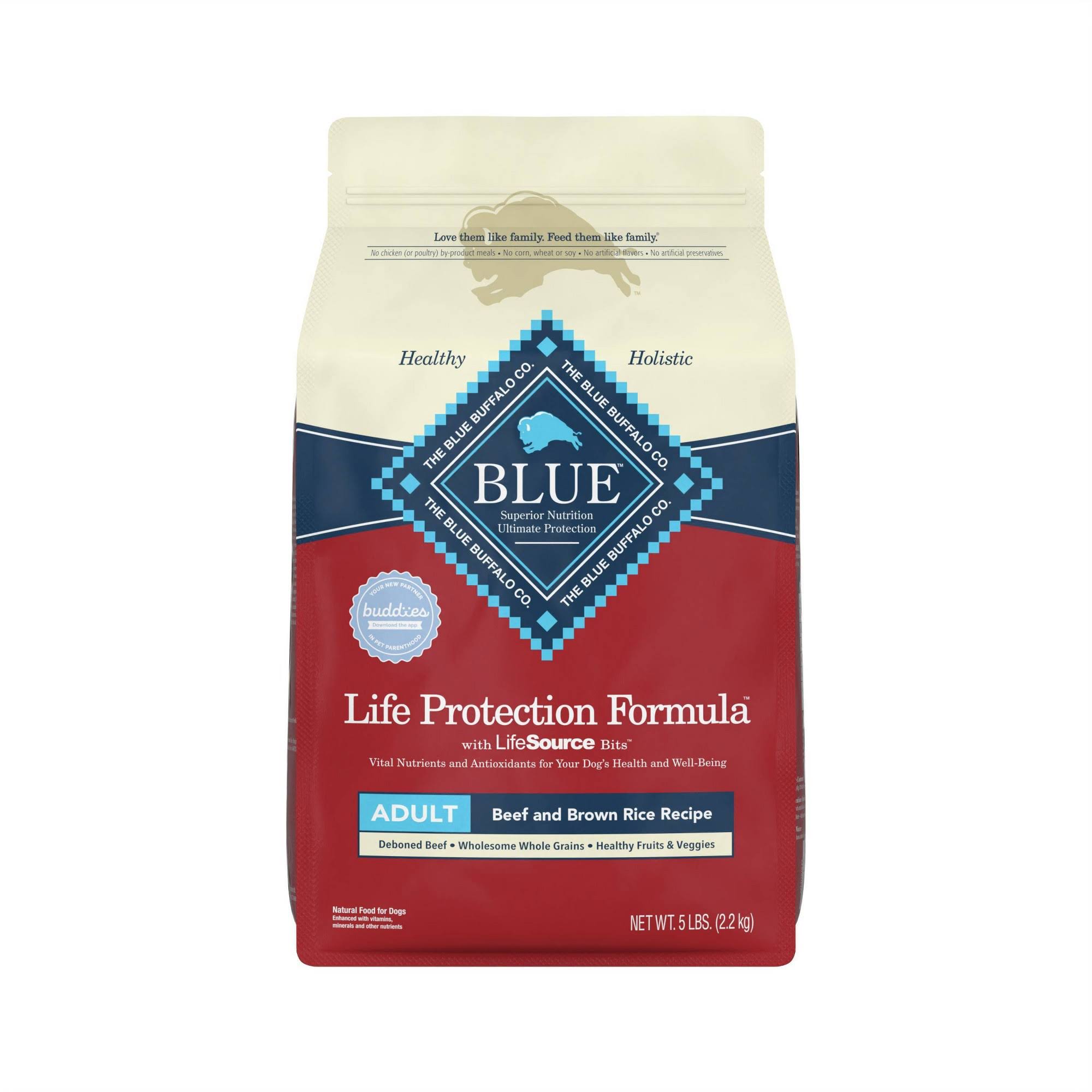 Blue Buffalo Life Protection Formula Natural Adult Beef and Brown Rice Dry Dog Food, 5 lbs.