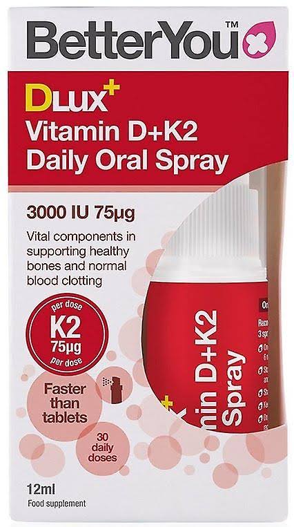 BetterYou Dlux Plus Vitamin D K2 Daily Oral Spray, 12 ml