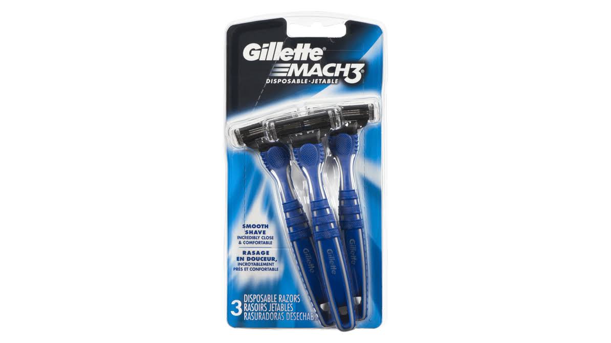 Gillette Mach3 Smooth Disposable Razors - 3 Disposable Razors
