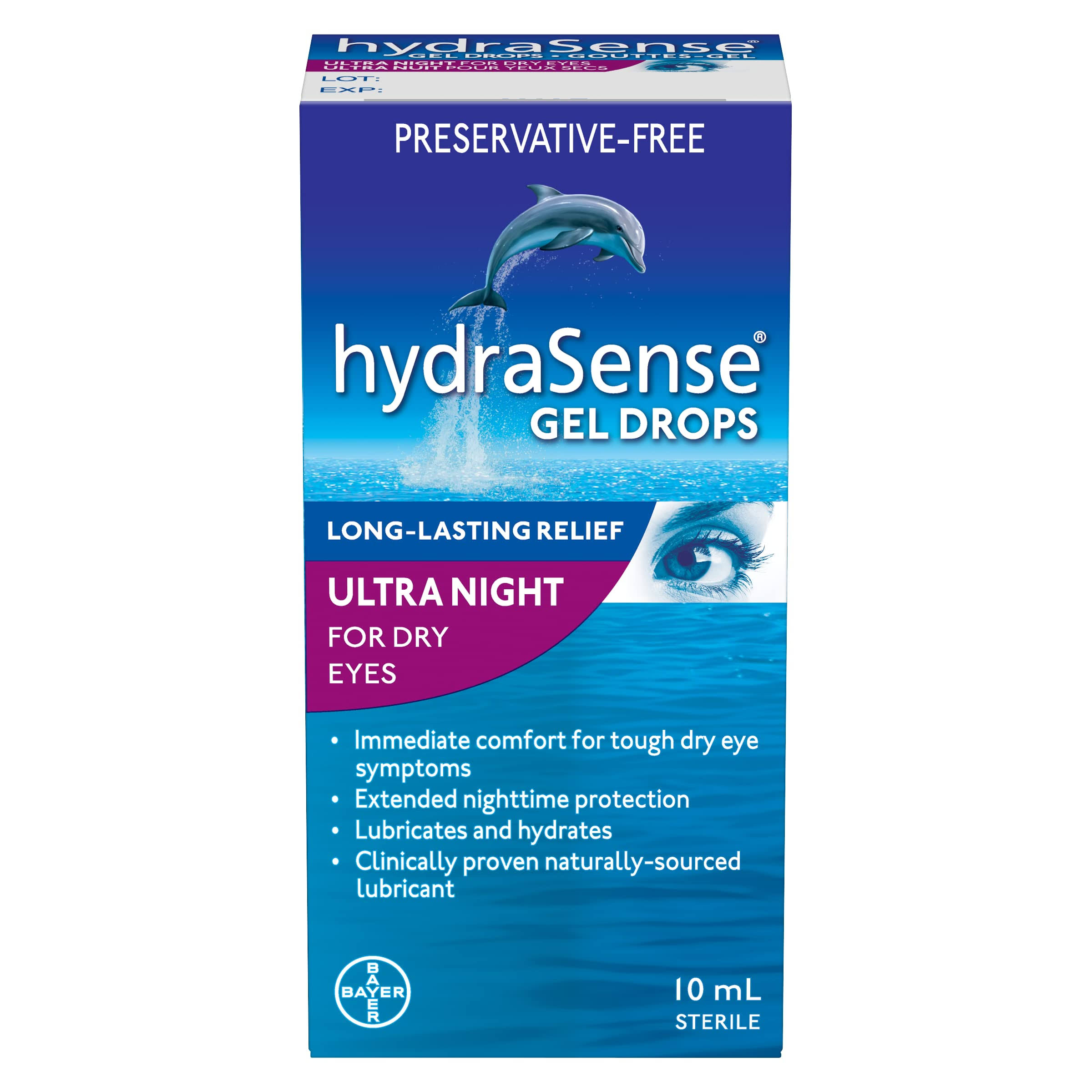 HydraSense Gel Drops 10ml Night Therapy for Dry Eyes
