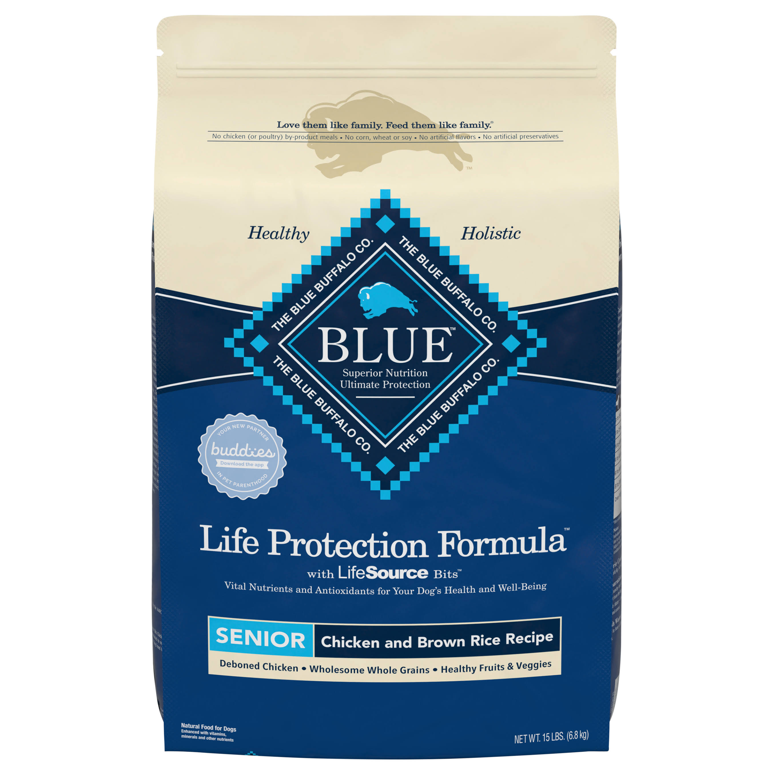 Blue Buffalo Life Protect Senior Dry Dog Food - 15lbs, Chicken and Brown Rice