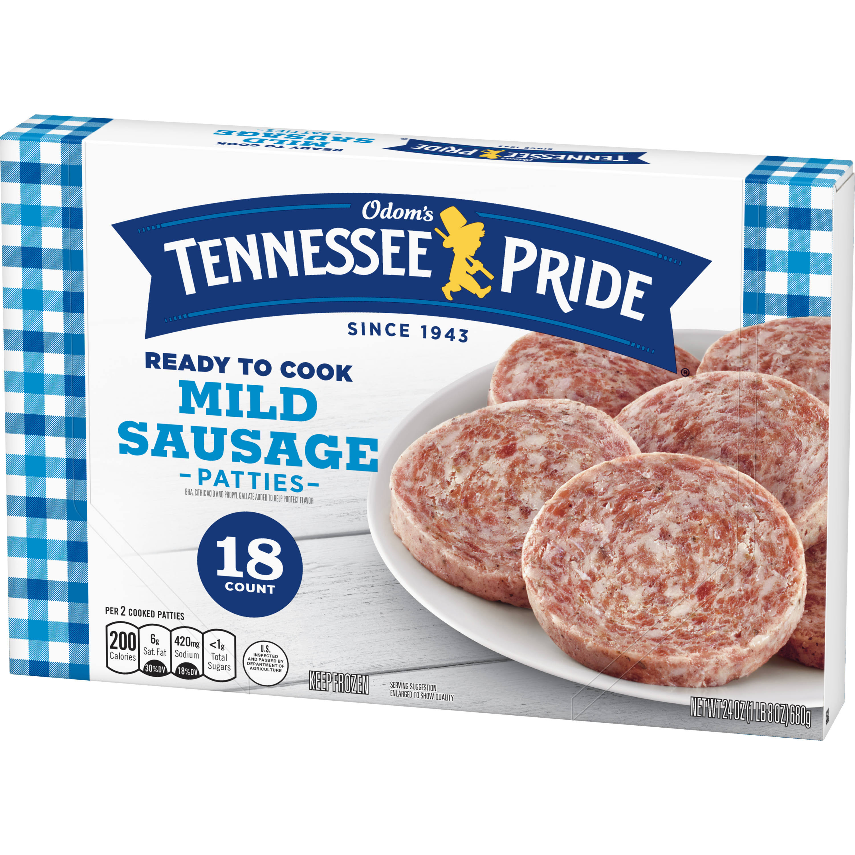 Odom's Tennessee Pride Mild Sausage Patties - 24oz, 18ct
