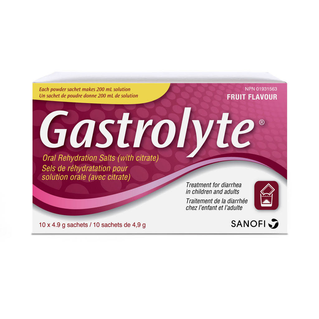 Gastrolyte Oral Rehydration Salts Fruit Flavour - 10 x 4.9 Sachets