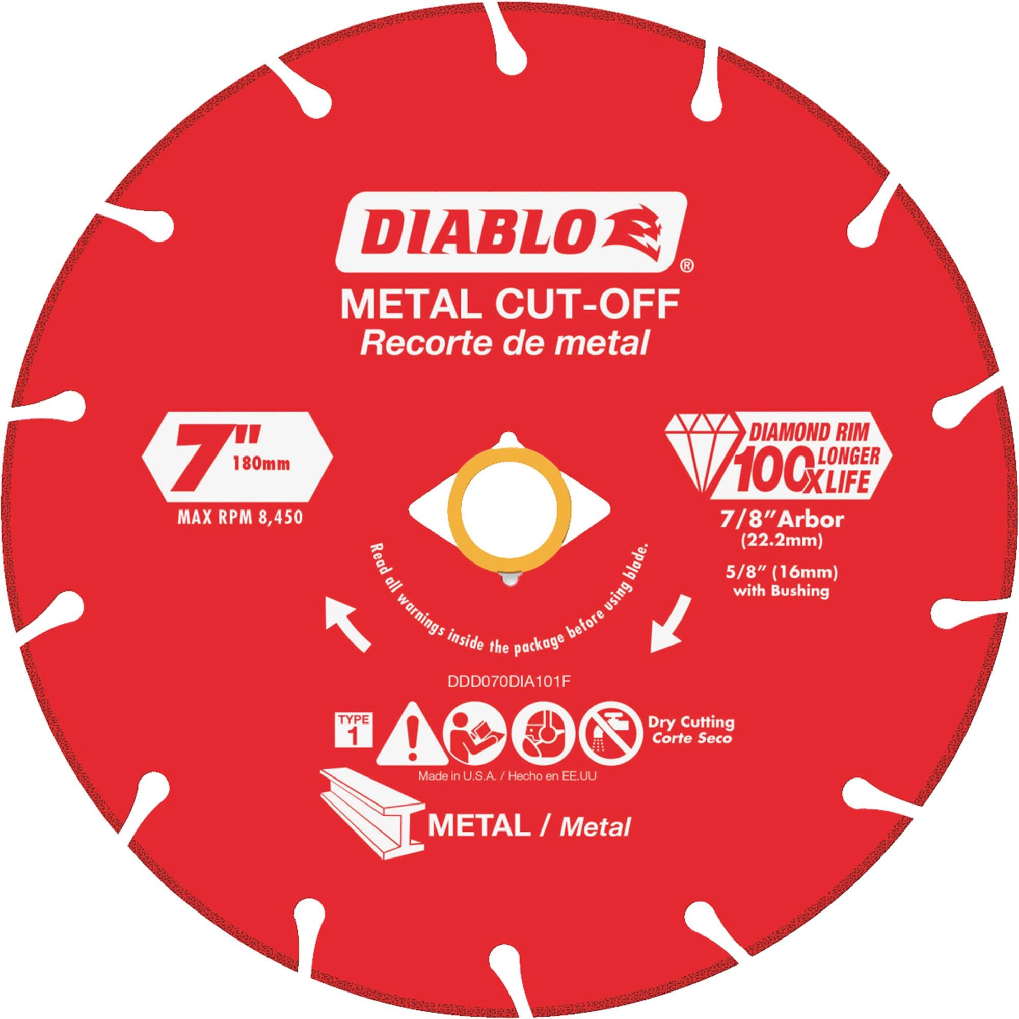 Diablo 7 in. Diamond Metal Cut-Off Wheel 0.065 in. x 7/8 in. 1 Pk