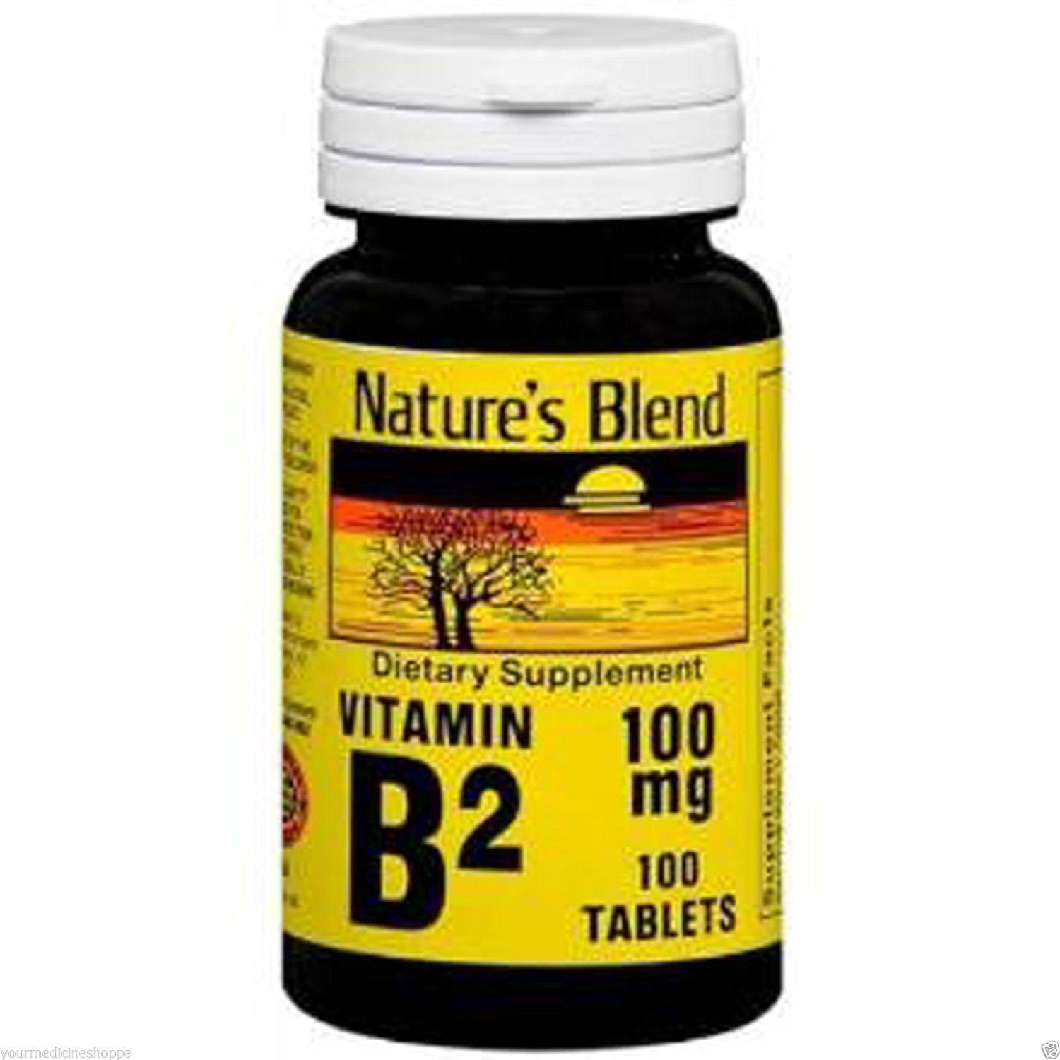Nature's Blend Vitamin B2 Dietary Supplement - 100mg, 100 Tablets