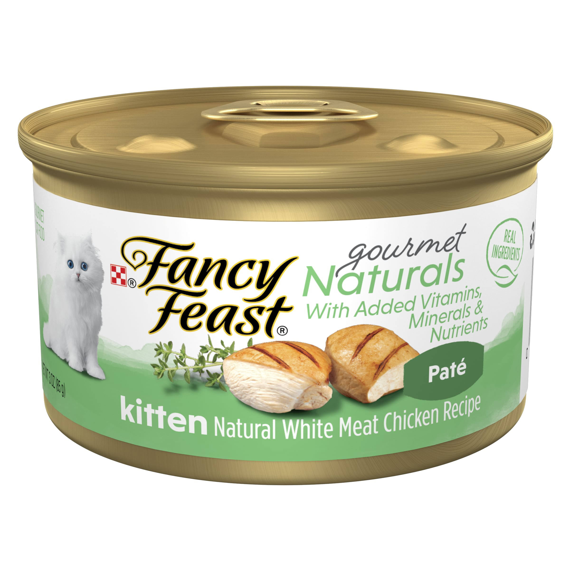 Fancy Feast Gourmet Naturals Cat Food, Natural White Meat Chicken Recipe, Kitten - 3 oz
