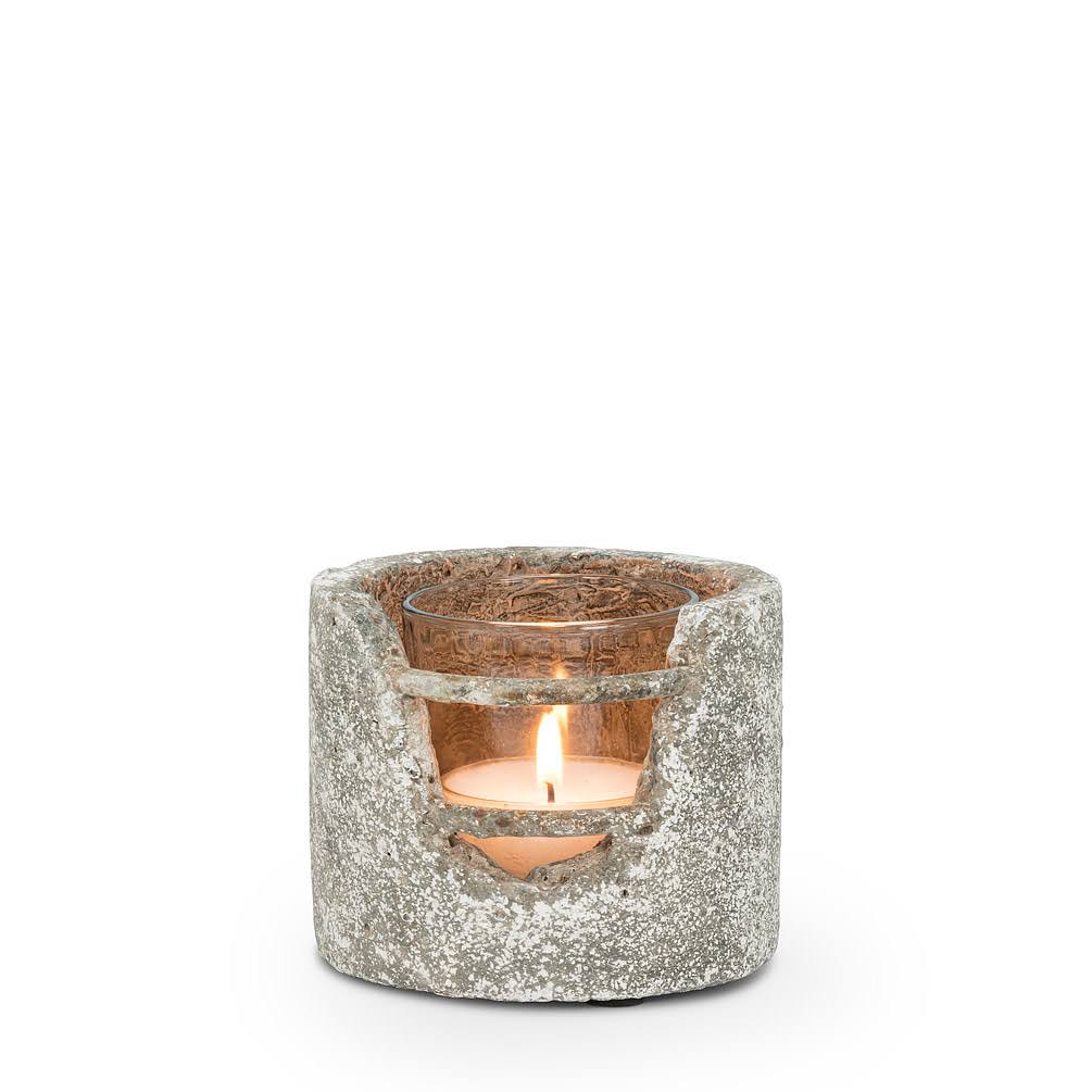 Abbott Collections AB-27-INDUSTRY-578-SM 4 in. Gray Cylinder Candle Holder Grey