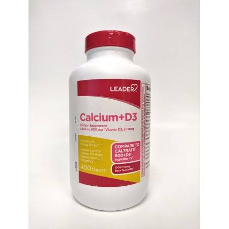 Leader Calcium + D3 Dietary Supplement 400 Tablets
