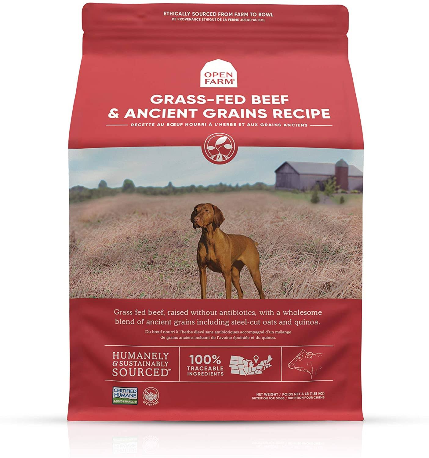 Open Farm Grass-Fed Beef & Ancient Grains Dry Dog Food 4 lb