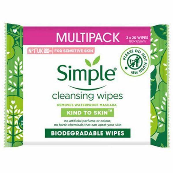 Simple Biodegradable Cleansing Wipes 20'S x 2