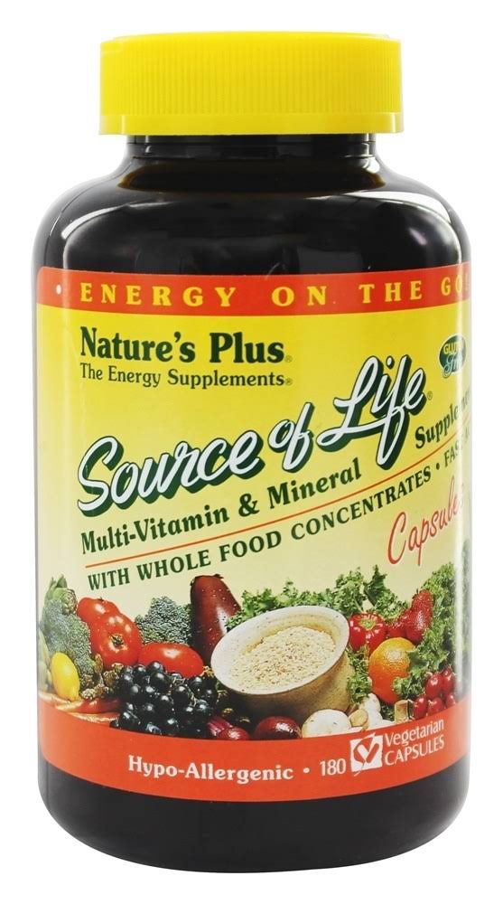 Natures Plus Source of Life Multi Vitamin and Mineral Supplement - 180 capsules