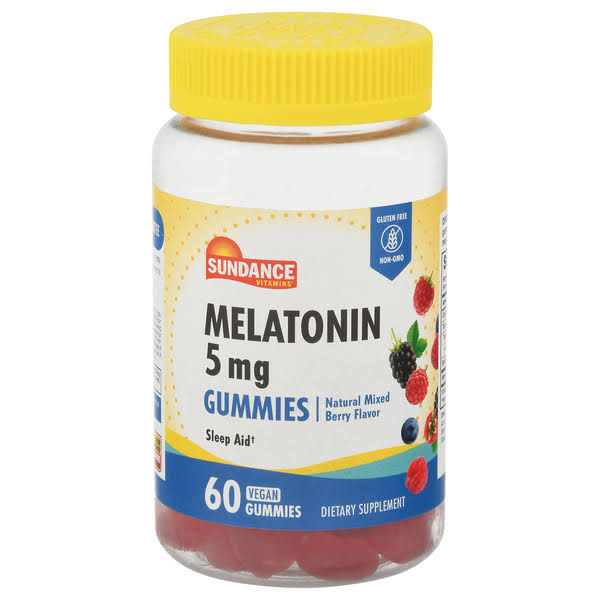 Sundance Vitamins Melatonin, 5 mg, Vegan Gummies, Natural Mixed Berry - 60 ea