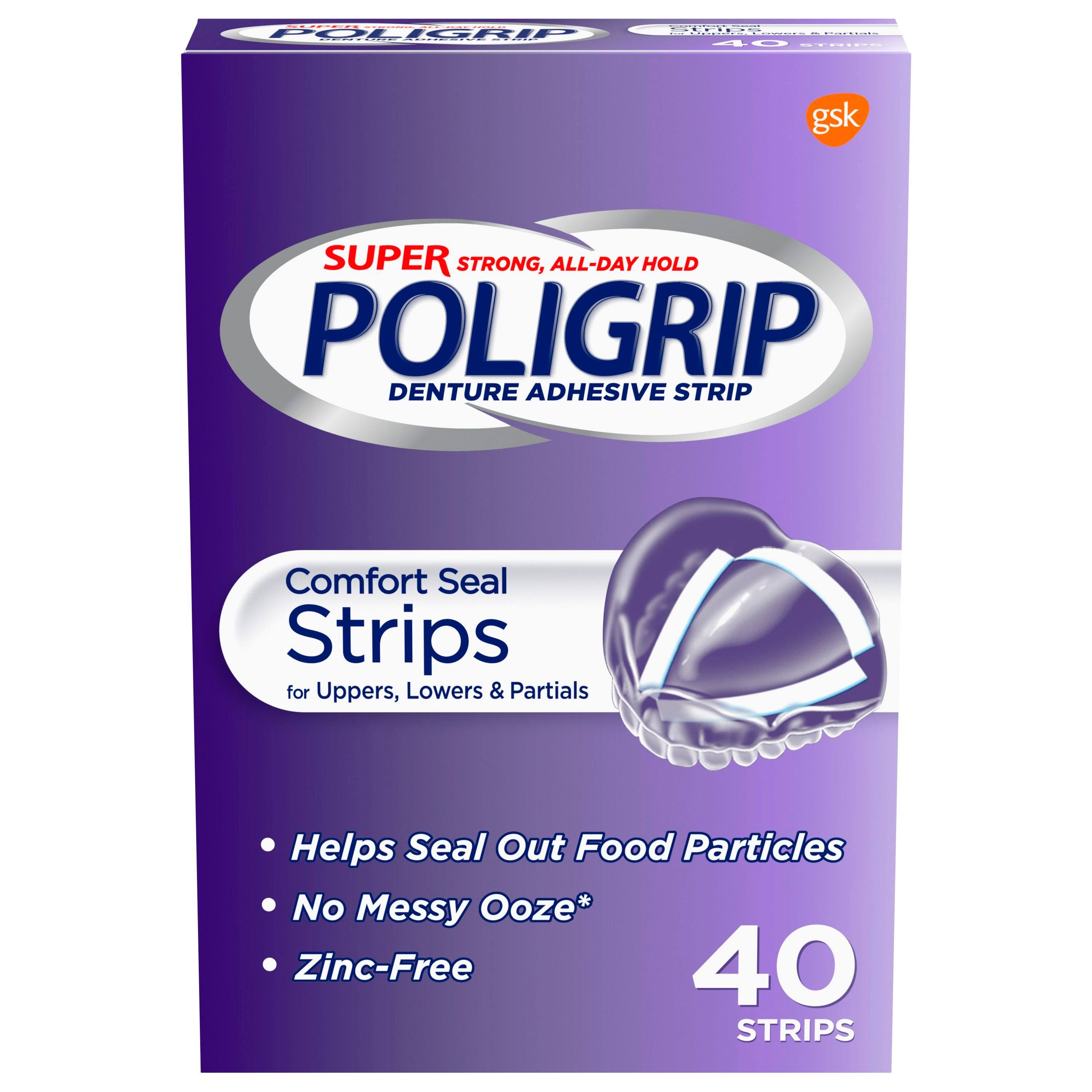 Poligrip Comfort Seal Denture Adhesive Strips - 40 Pack