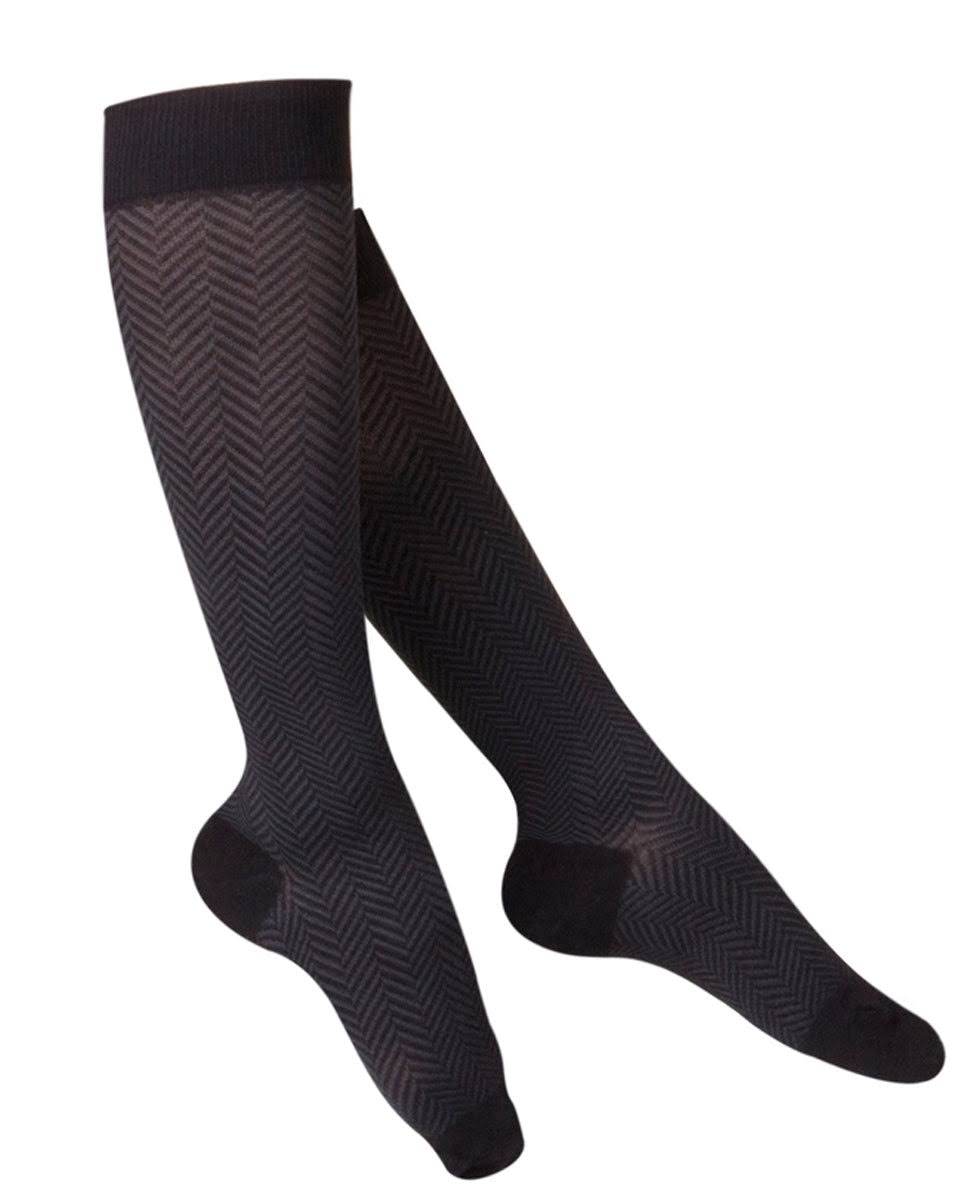 Ladies' Knee High Compression Socks, Classic Herringbone, 20-30 mmHg. Touch