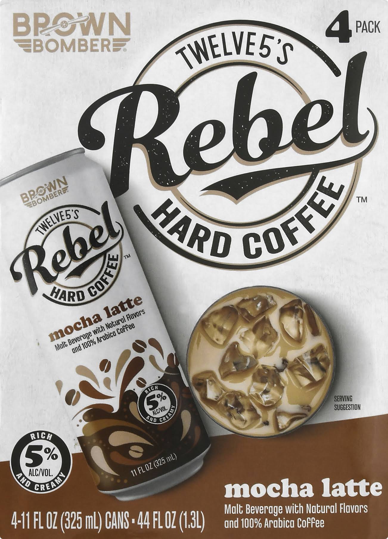 Rebel Hard Coffee Malt Beverage, Mocha Latte, 4 Pack - 4 pack, 11 fl oz cans