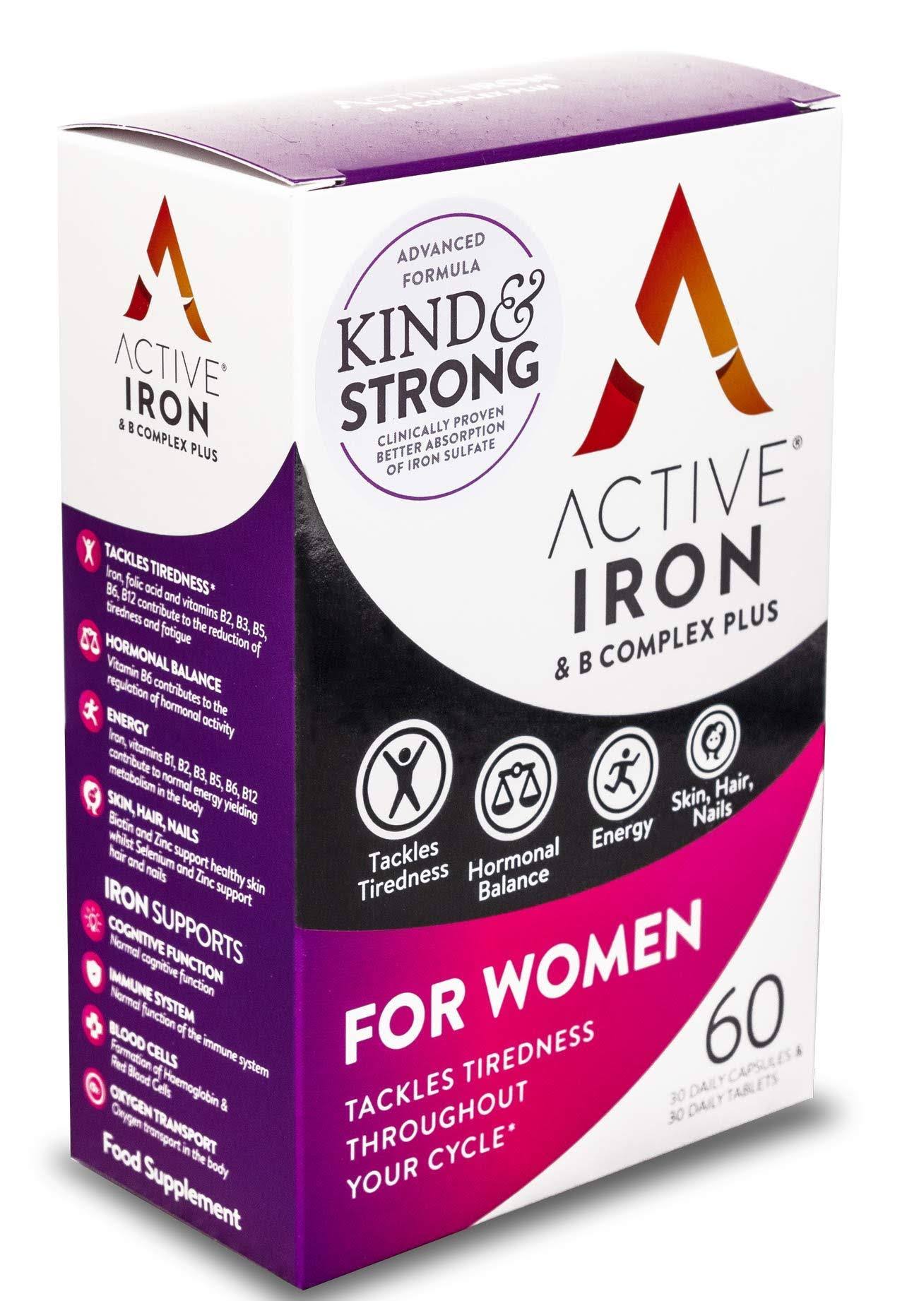 Active Iron & B Complex Plus For Women 30 Capsules & 30 Tablets