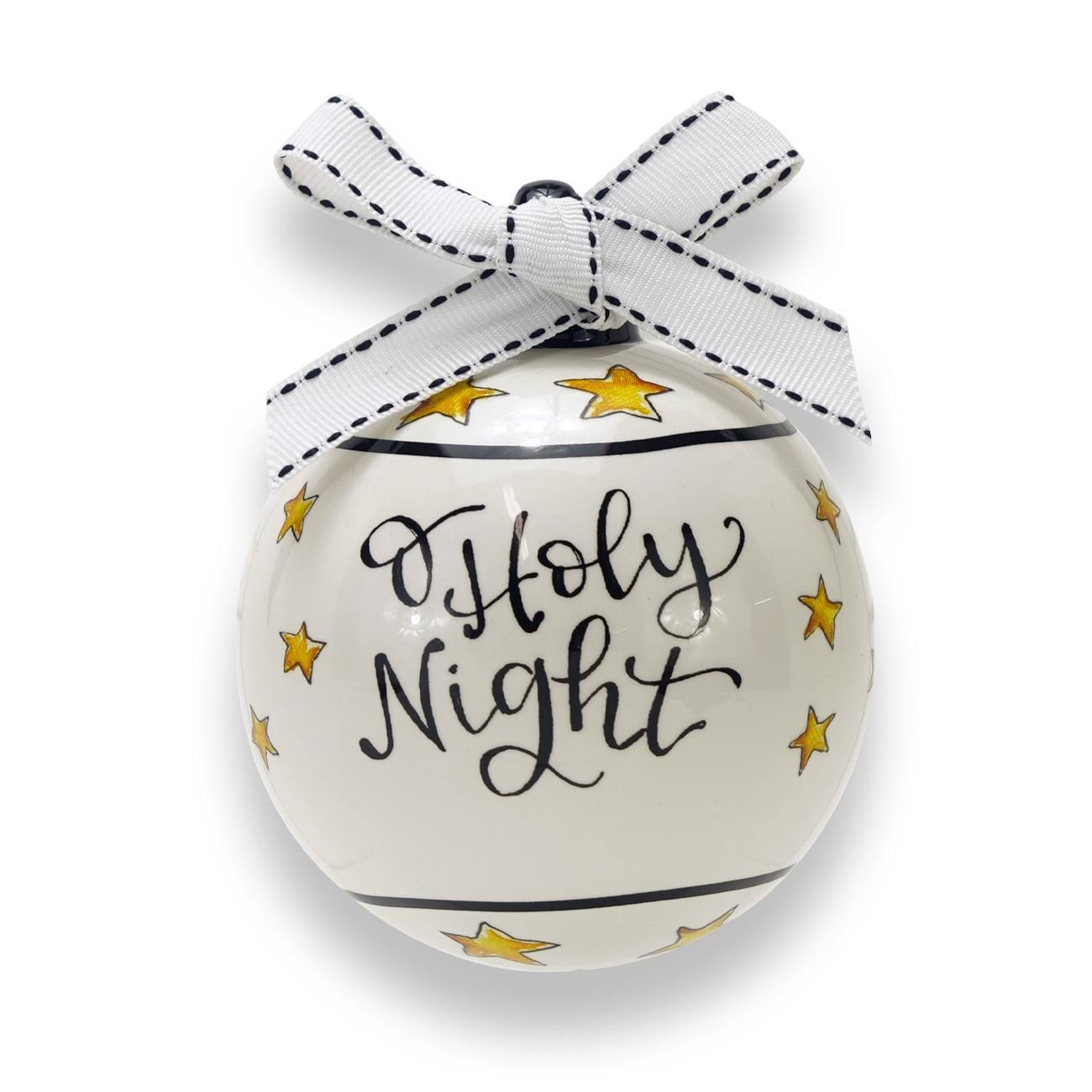Brownlow Gold & White 'O Holy Night' Ball Ornament One-Size