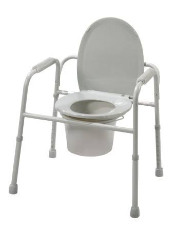 Deluxe Commode Chair - Removable Seat Lid Back, Fixed Arm, 12qt