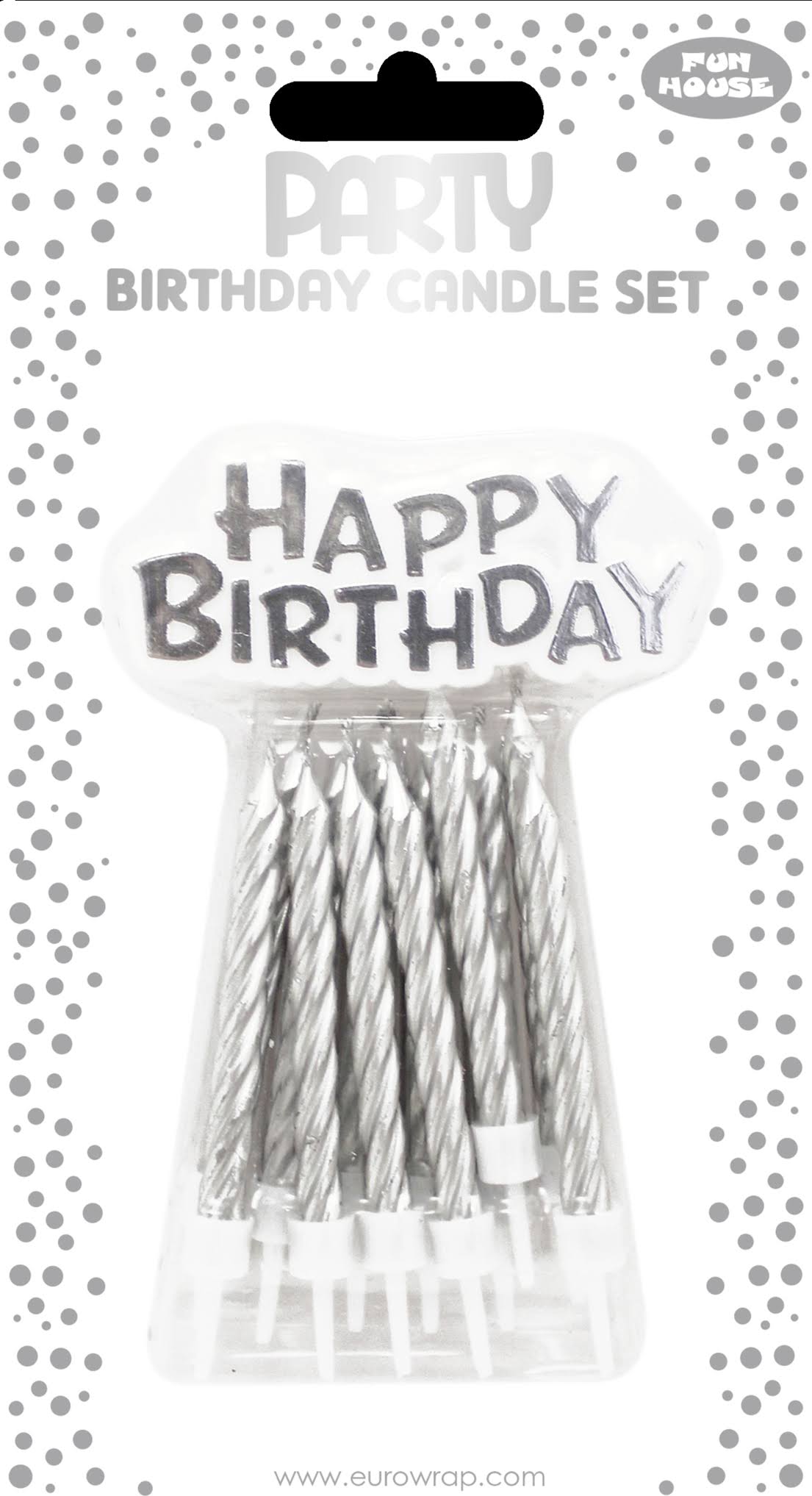 Eurowrap Silver Metallic Cake Candle Set Birthday Party To Clear