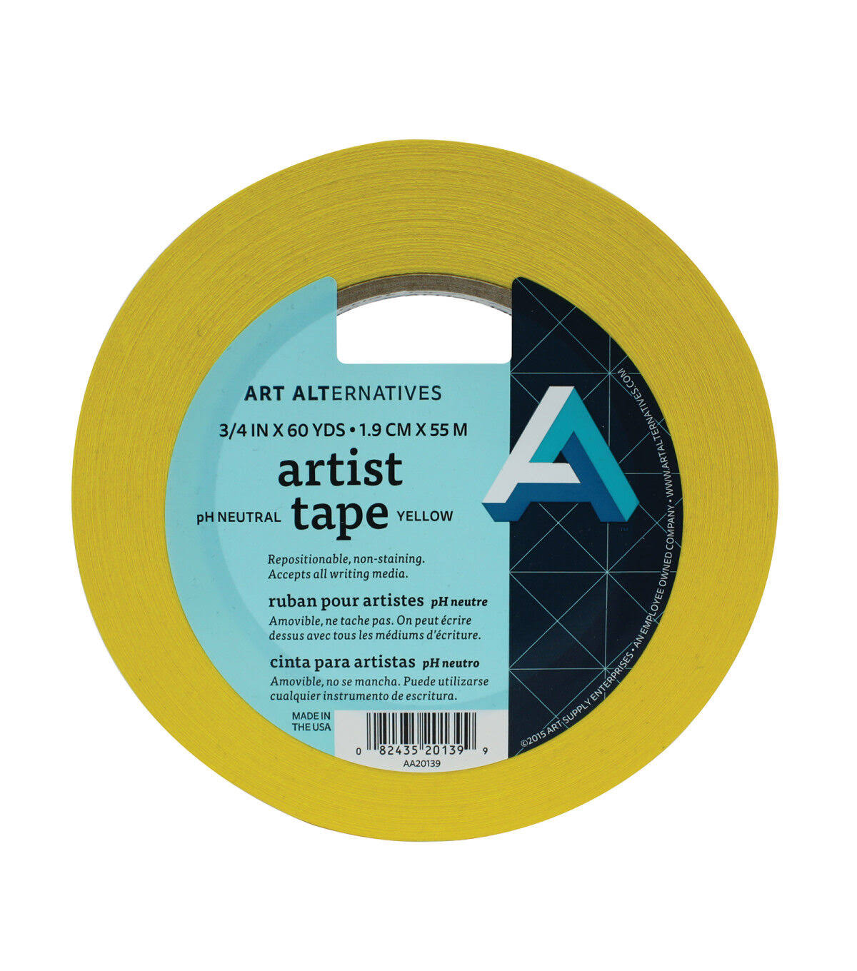 Art Alternatives Artist Tape, Yellow, 3/4"