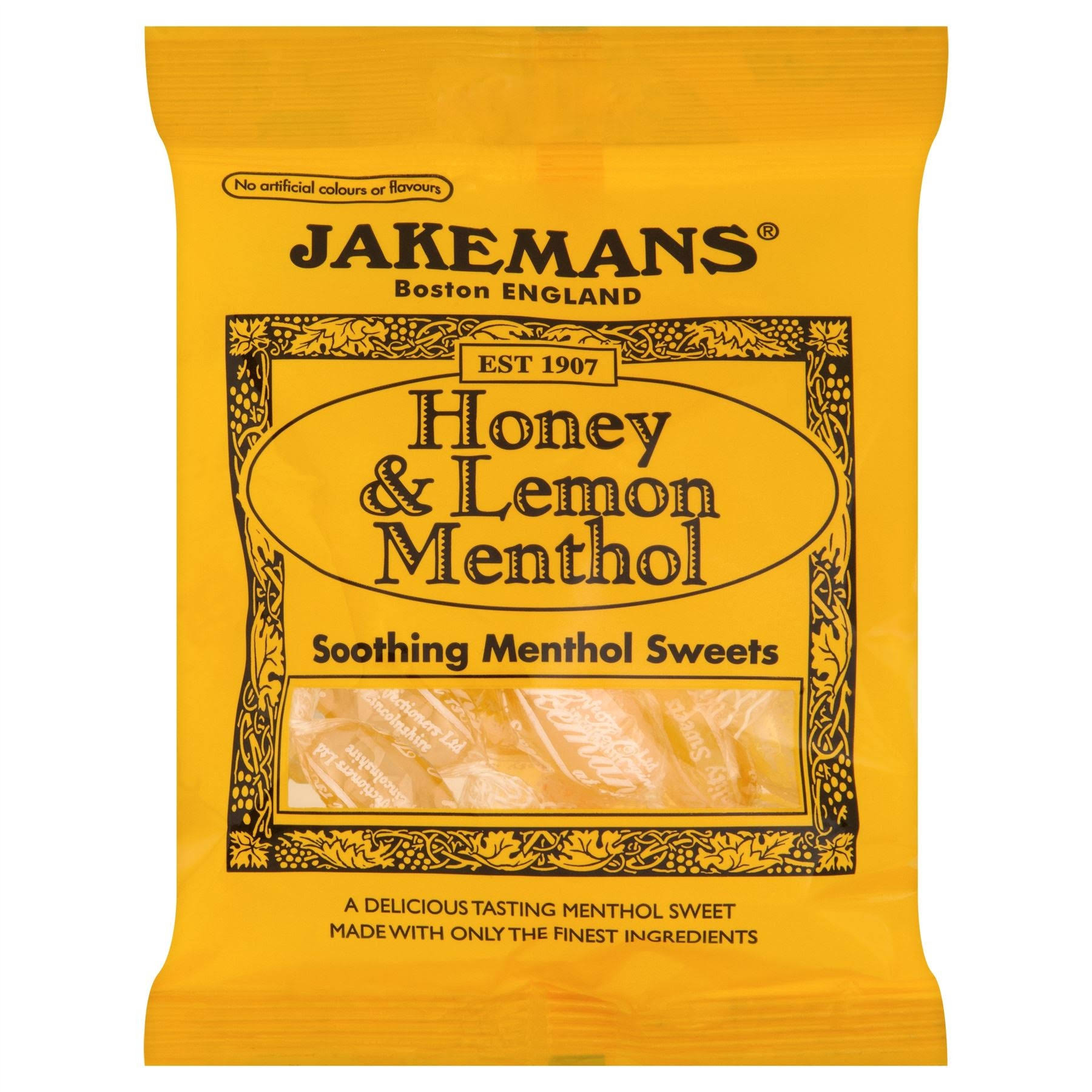 Jakemans Soothing Menthol Sweets - Honey and Lemon Menthol, 100g