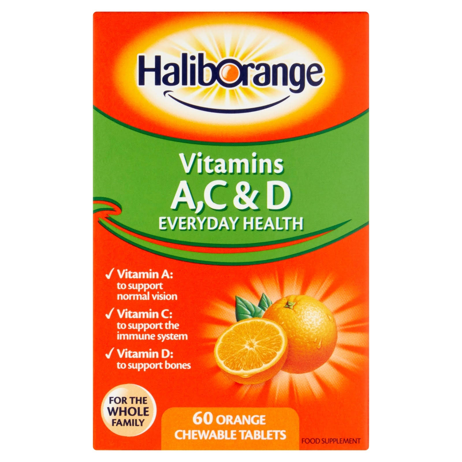 Haliborange Kids Vitamins A, C & D 60 Orange Chewable Tablets