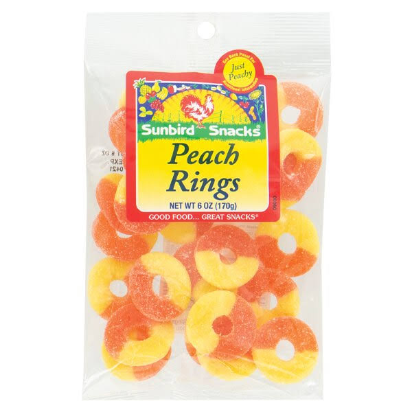 Sunbird Snacks - Peach Rings - 12ct Box