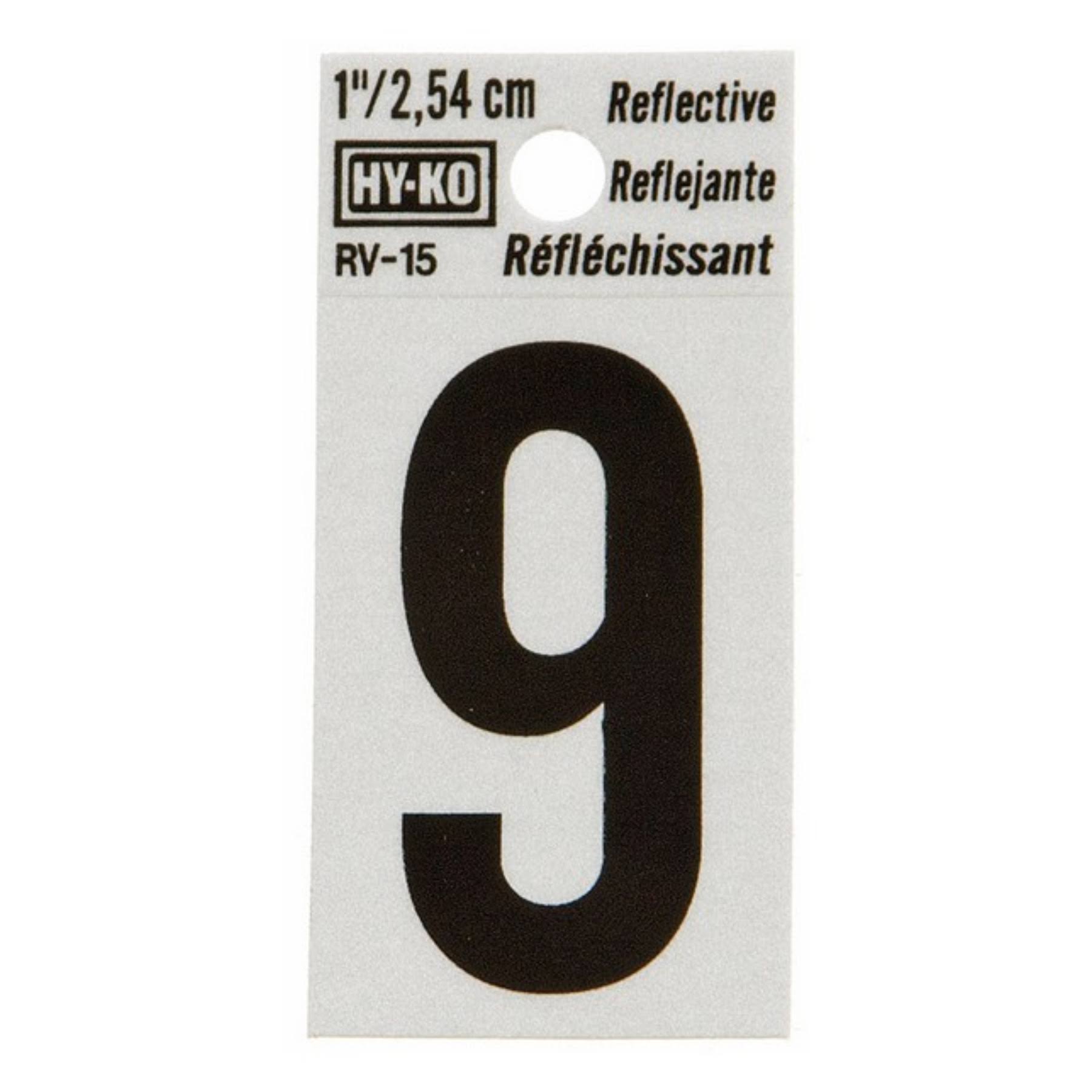 Hy-Ko Number 9 Reflective Adhesive Vinyl - Black, 1"