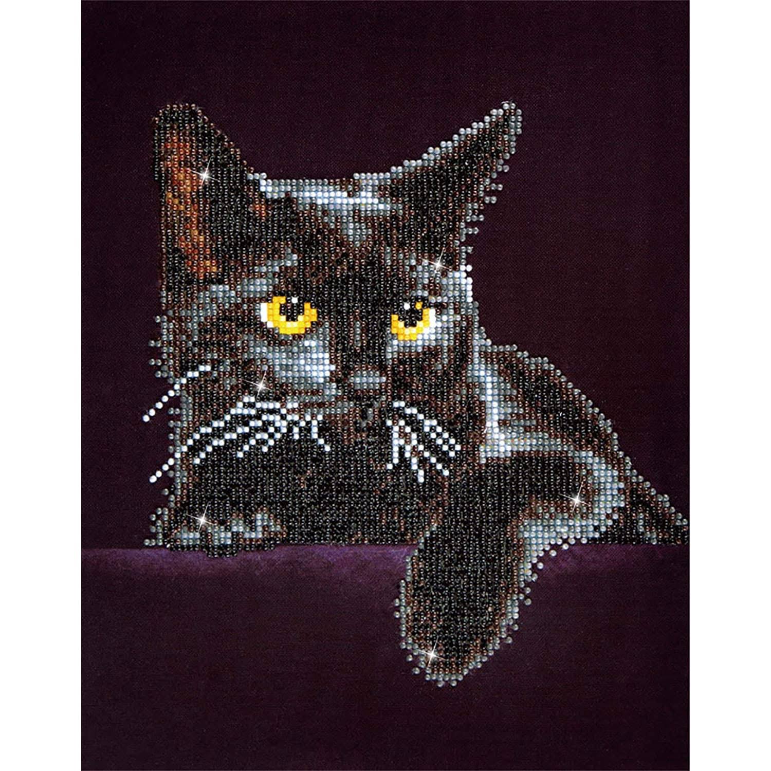 Diamond Dotz Embroidery Facet Art Kit - Midnight Cat, 13.75" x 17"