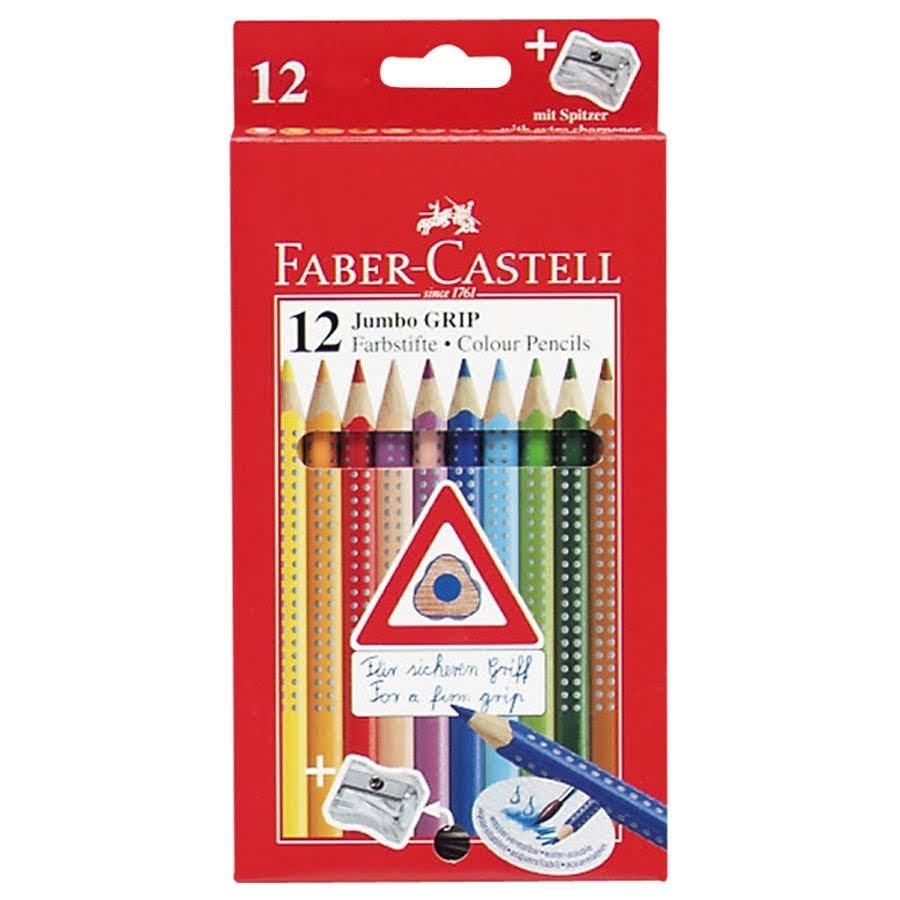 Faber-Castell Jumbo Grip Coloured Pencils - 12 Pack
