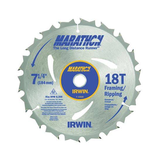 Irwin Tools 14028 Marathon Carbide Corded Circular Saw Blade - 7 1/4", 18T