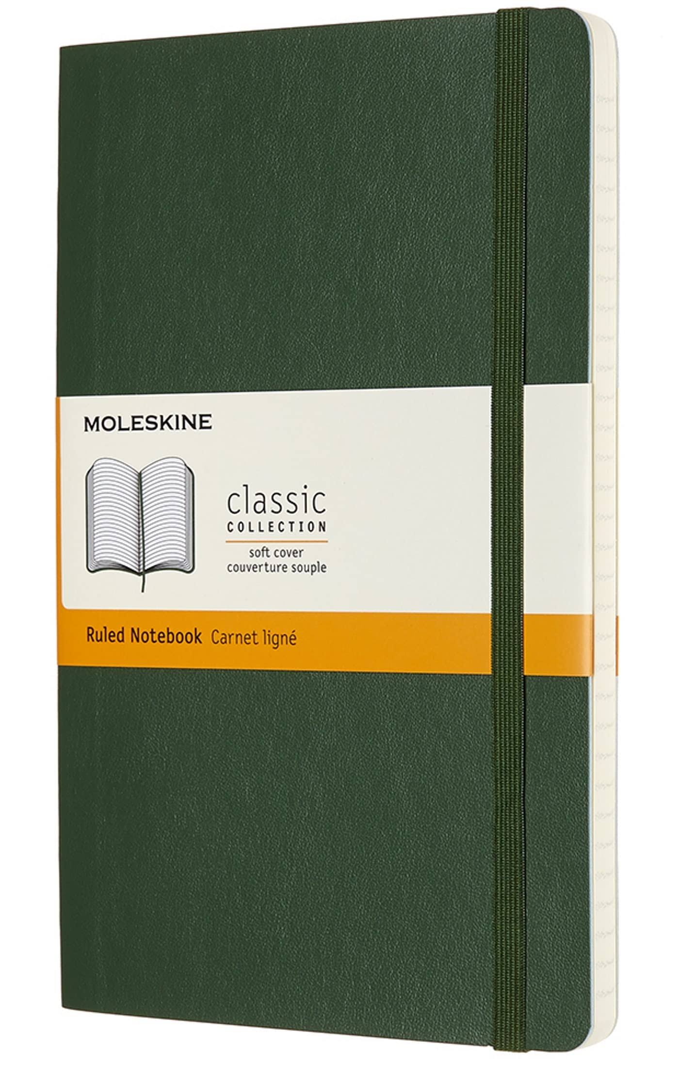 Moleskine - Classic Soft Cover Notebook - Large Myrtle Green / Ruled