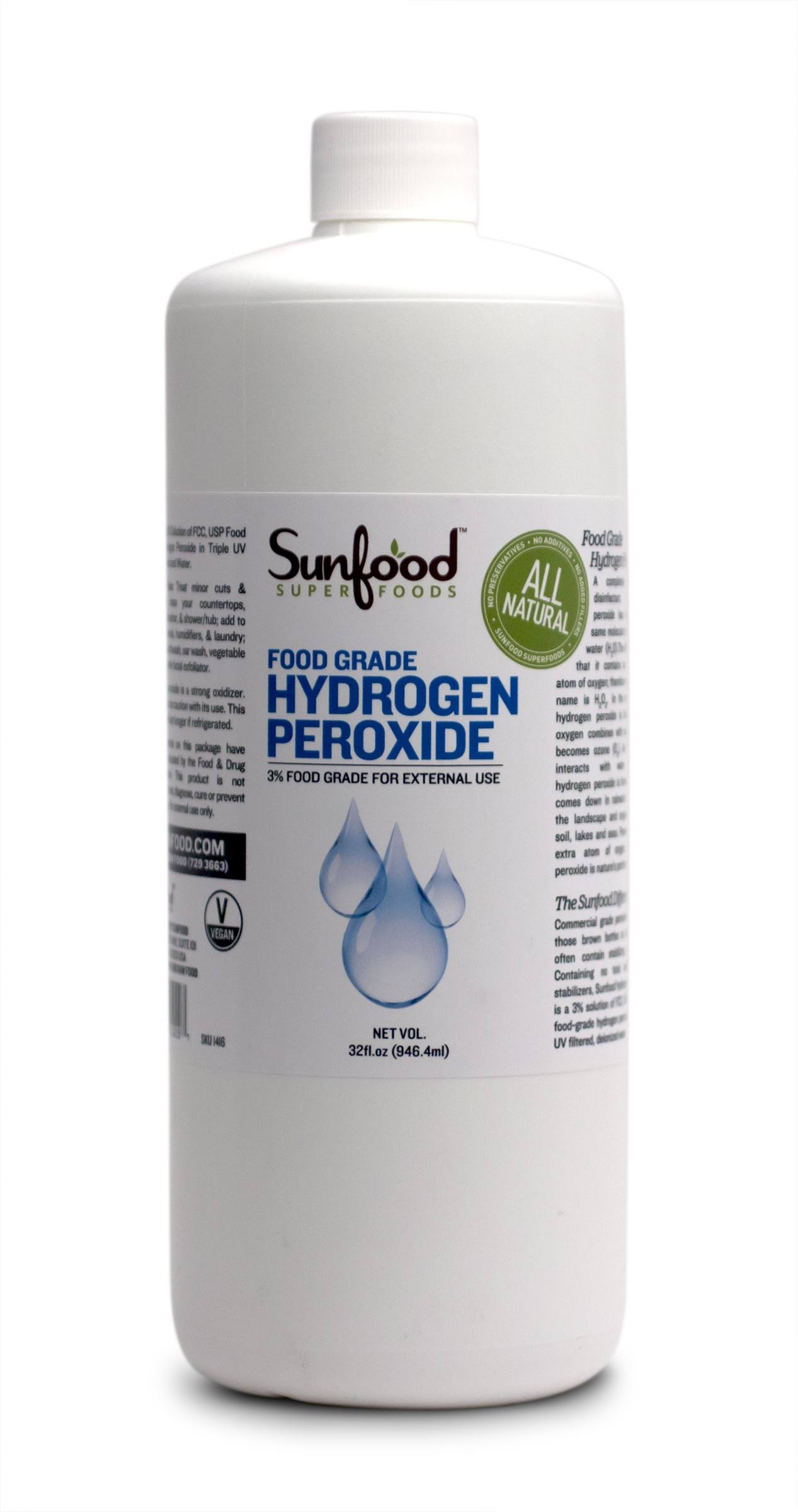 Sunfood Hydrogen Peroxide - 3% Food Grade, 32oz