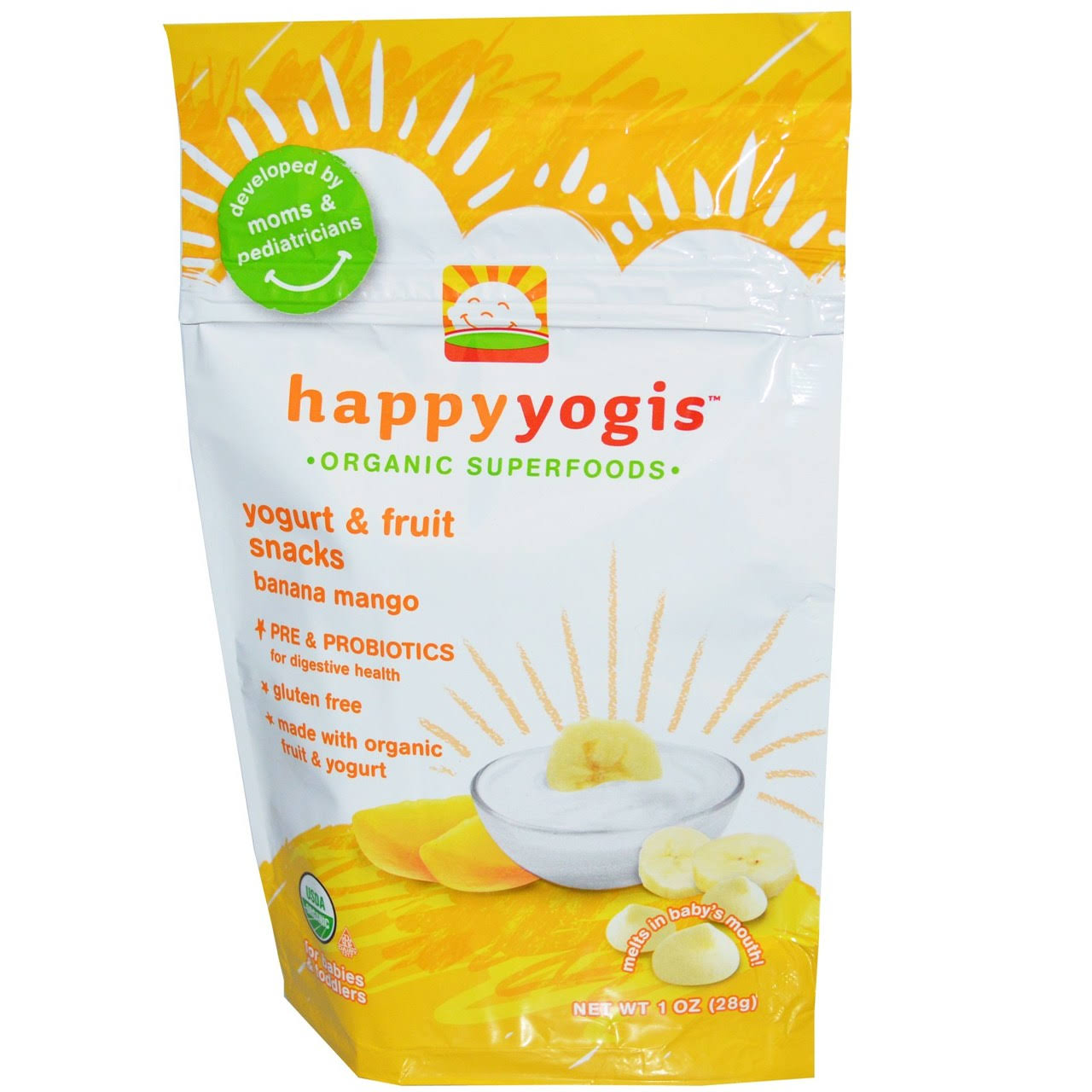 Happy Yogis Organic Yogurt & Fruit Snacks - Banana Mango, 28g