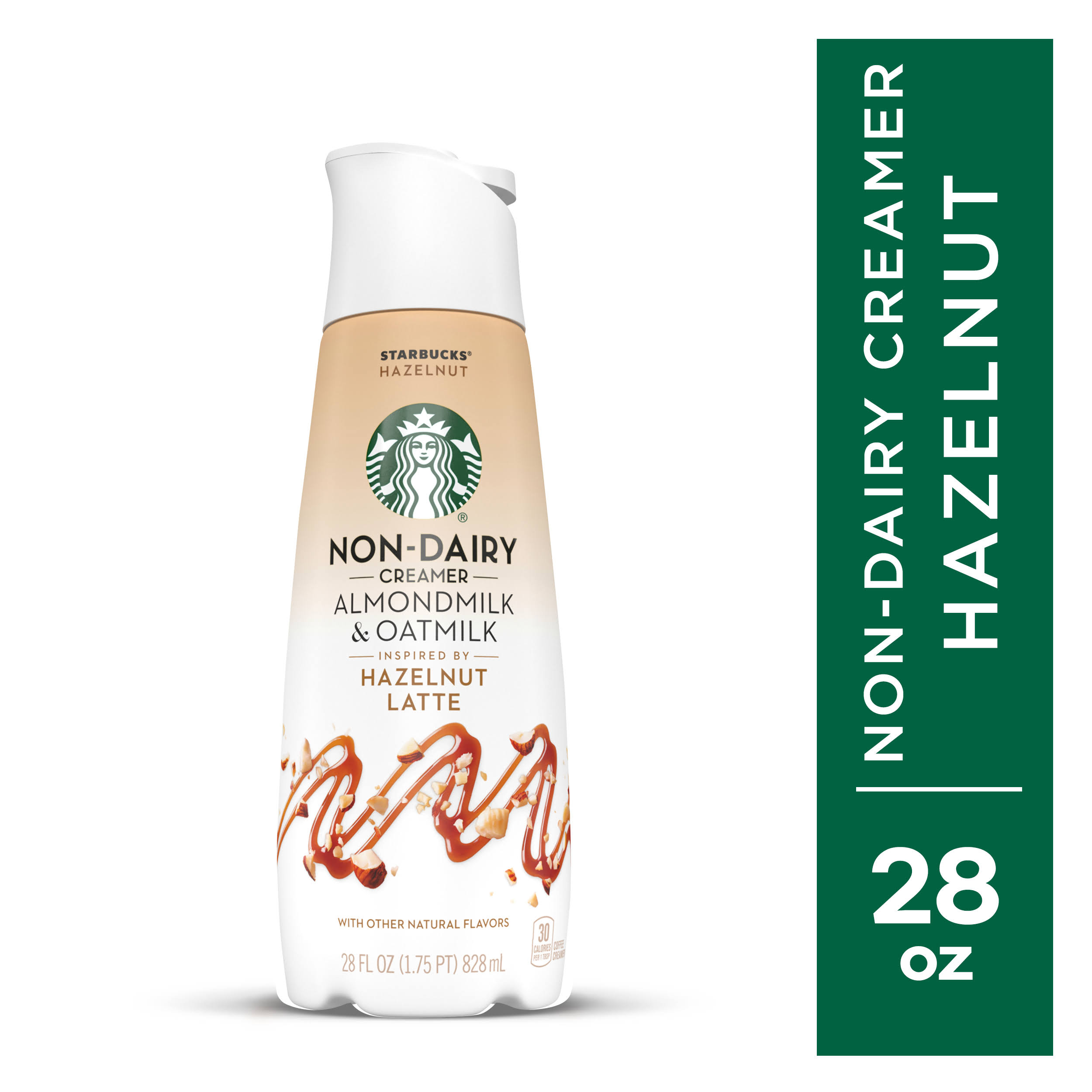Starbucks Coffee Creamer, Non-Dairy, Almondmilk & Oatmilk, Hazelnut Latte - 28 fl oz
