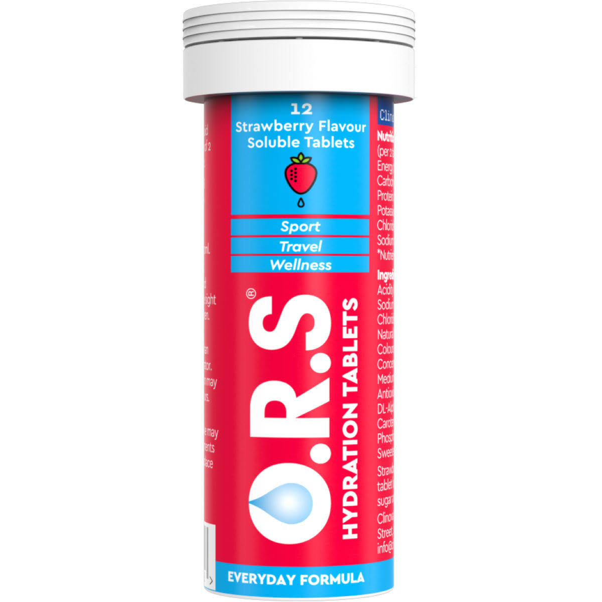 O.R.S Hydration Tablets - Adults and Children, 12 Strawberry Flavour Soluble Tablets