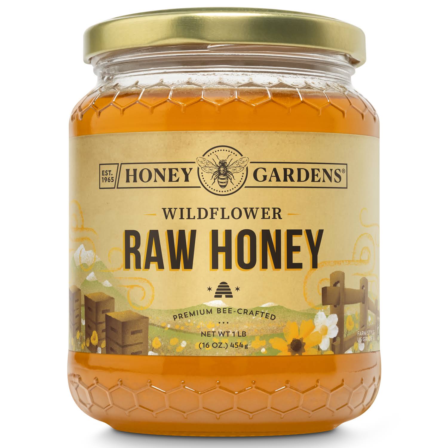 Honey Gardens Apitherapy Raw Honey Orange Blossom Honey - 1lb