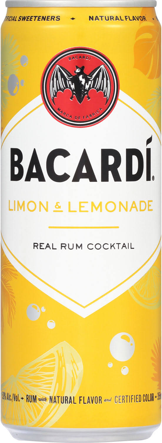 Bacardi Cocktail, Limon & Lemonade, 4 Pack - 4 pack, 355 ml cans