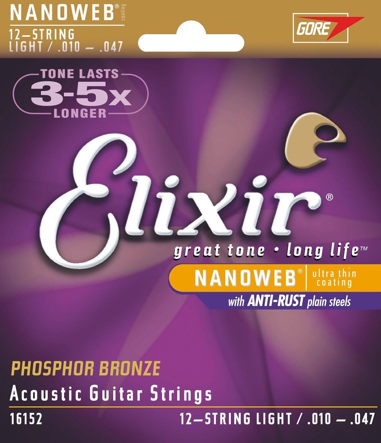 Elixir Strings Phosphor Bronze Acoustic Guitar Strings - 12 String