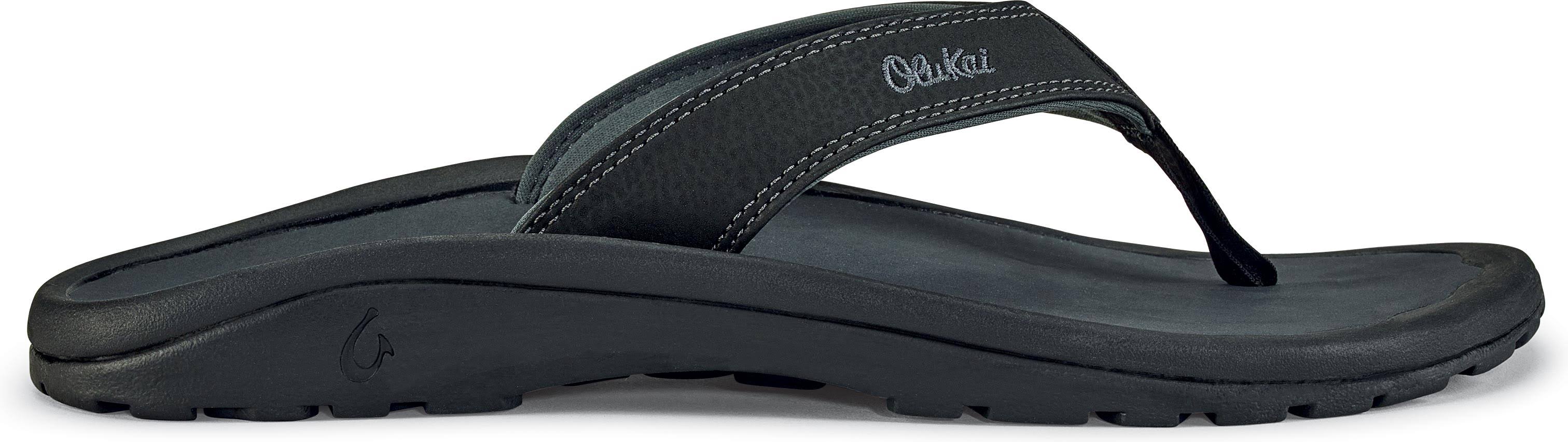 OluKai Mens Ohana Thong Sandal - Black and Dark Shadow, 8 US