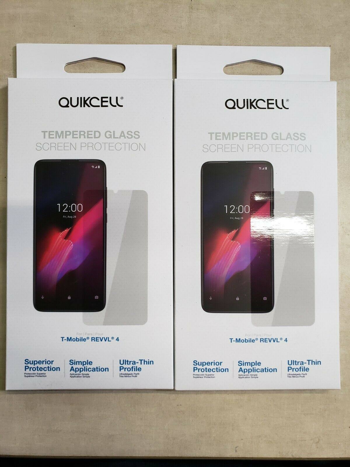 Lot of 2 - Quickcell T-Mobile TCL Revvl 4 Tempered Glass Screen Protection