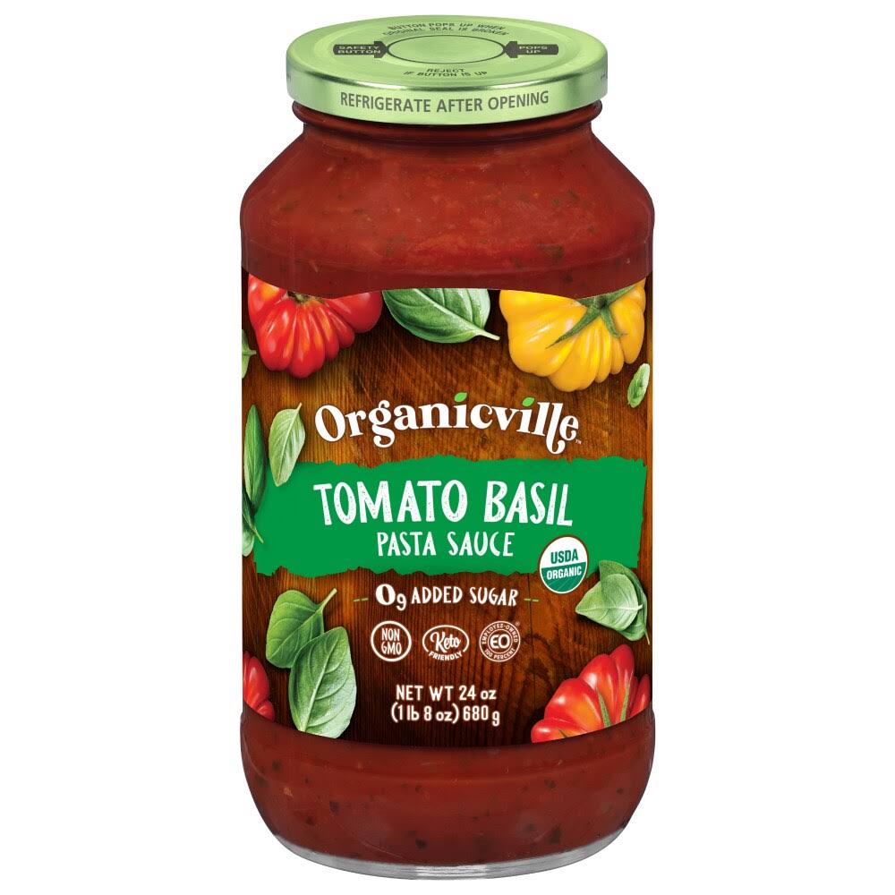 Organicville Pasta Sauce, Tomato Basil - 24 oz